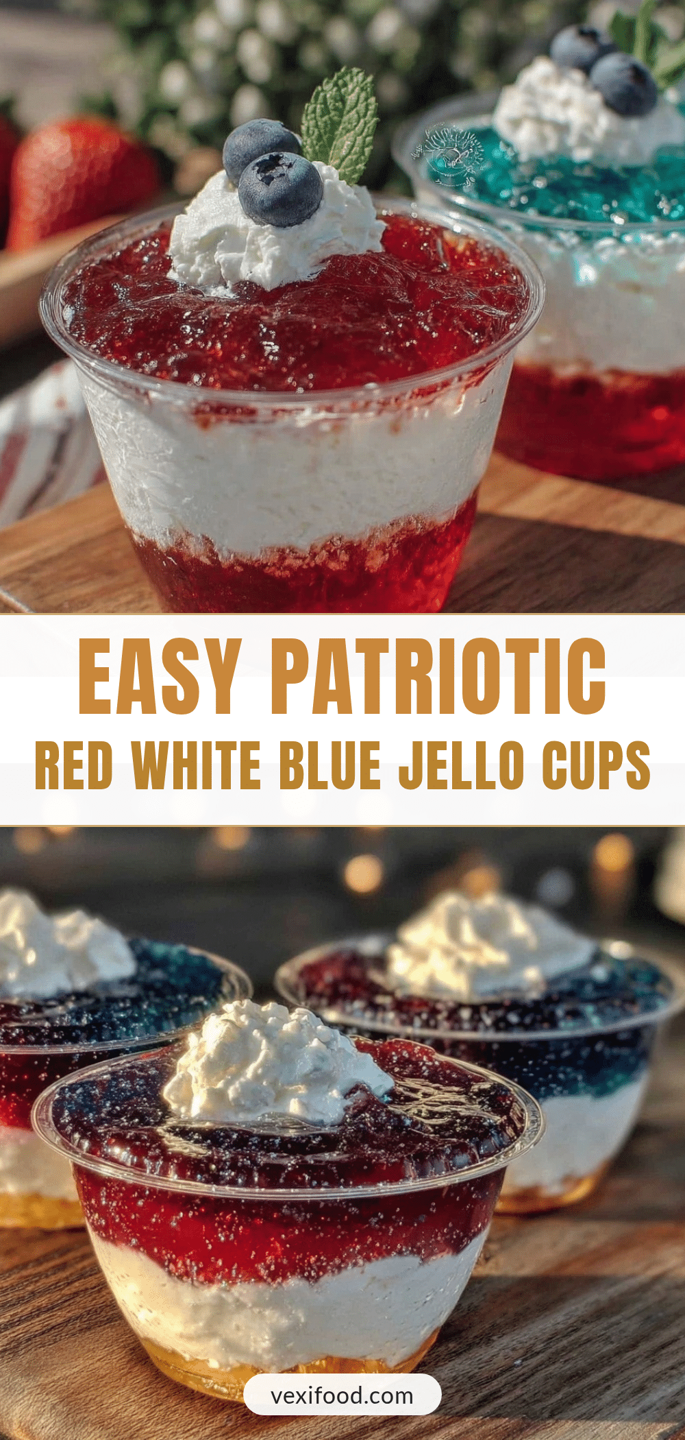 patriotic red white and blue jello cups recipe