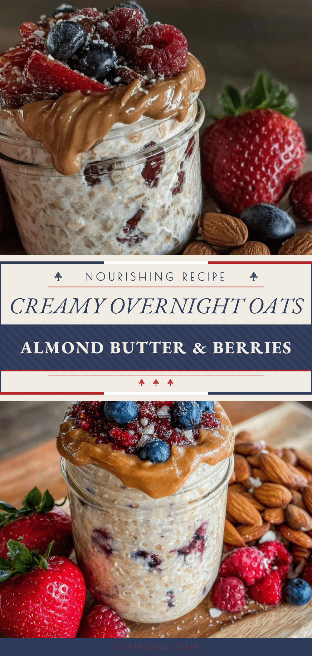 creamy overnight oats with almond butter and berries recipe