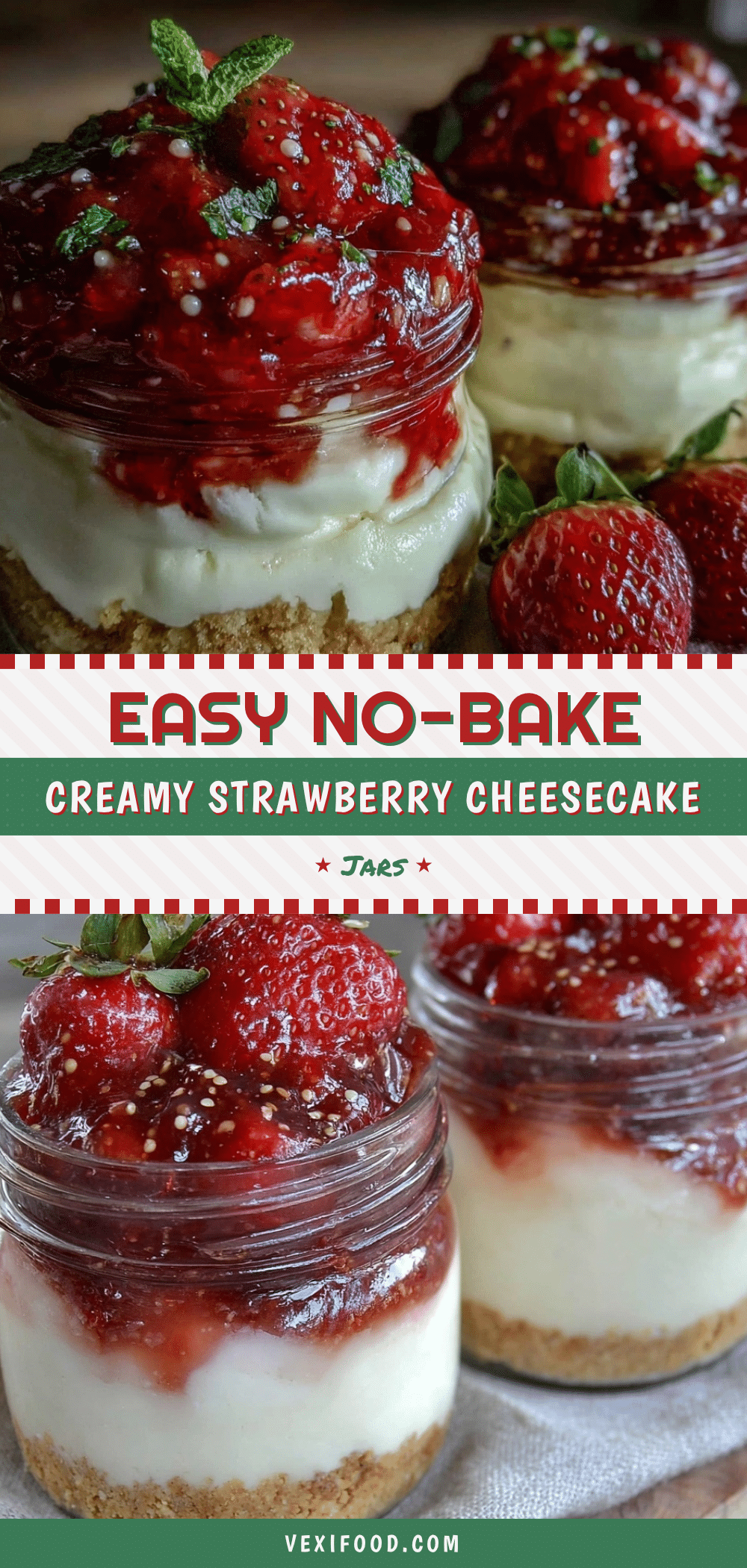 easy no bake strawberry cheesecake jars recipe