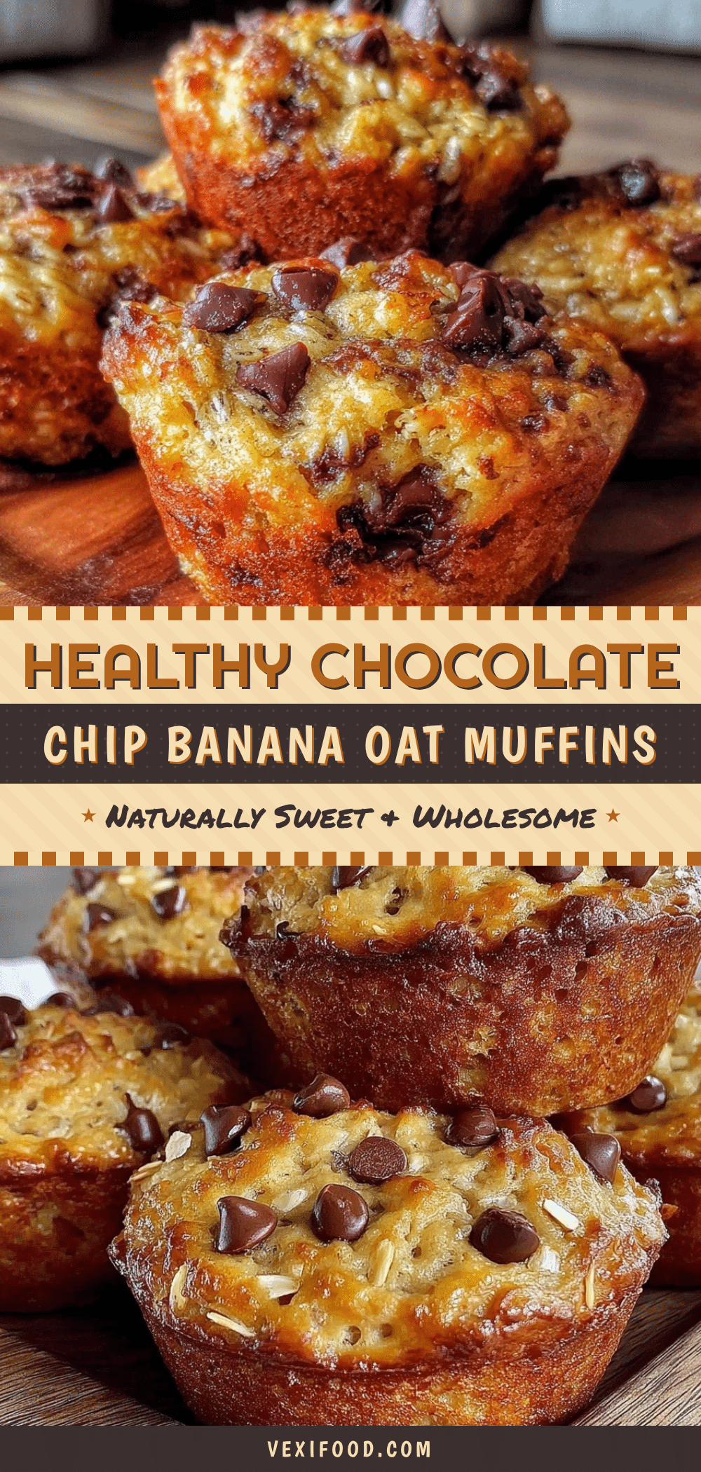Healthy Chocolate Chip Banana Oat Muffins recipe