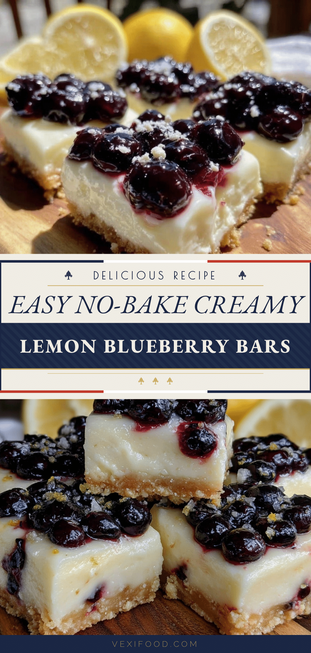 no bake lemon blueberry cheesecake bars recipe