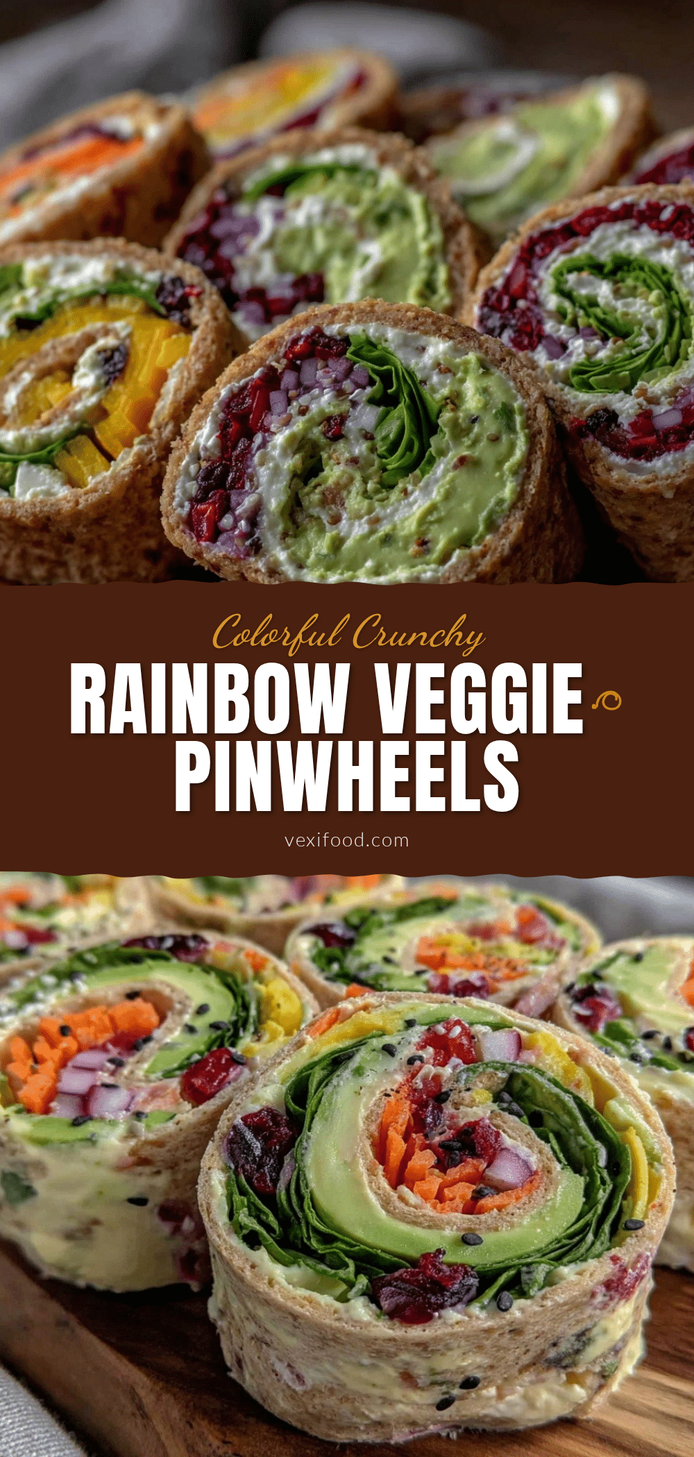 fresh rainbow veggie pinwheels recipe