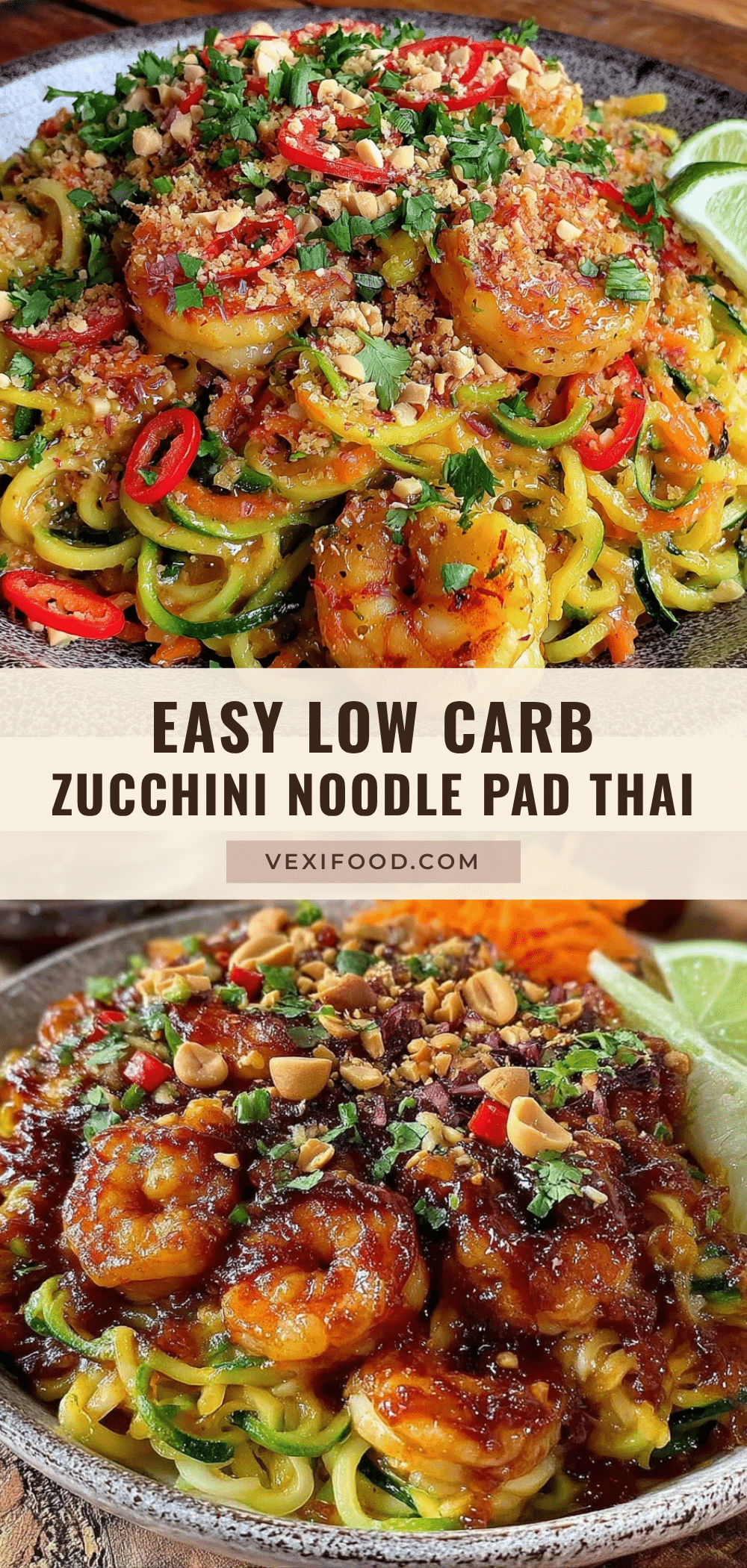 low carb zucchini noodle pad thai recipe