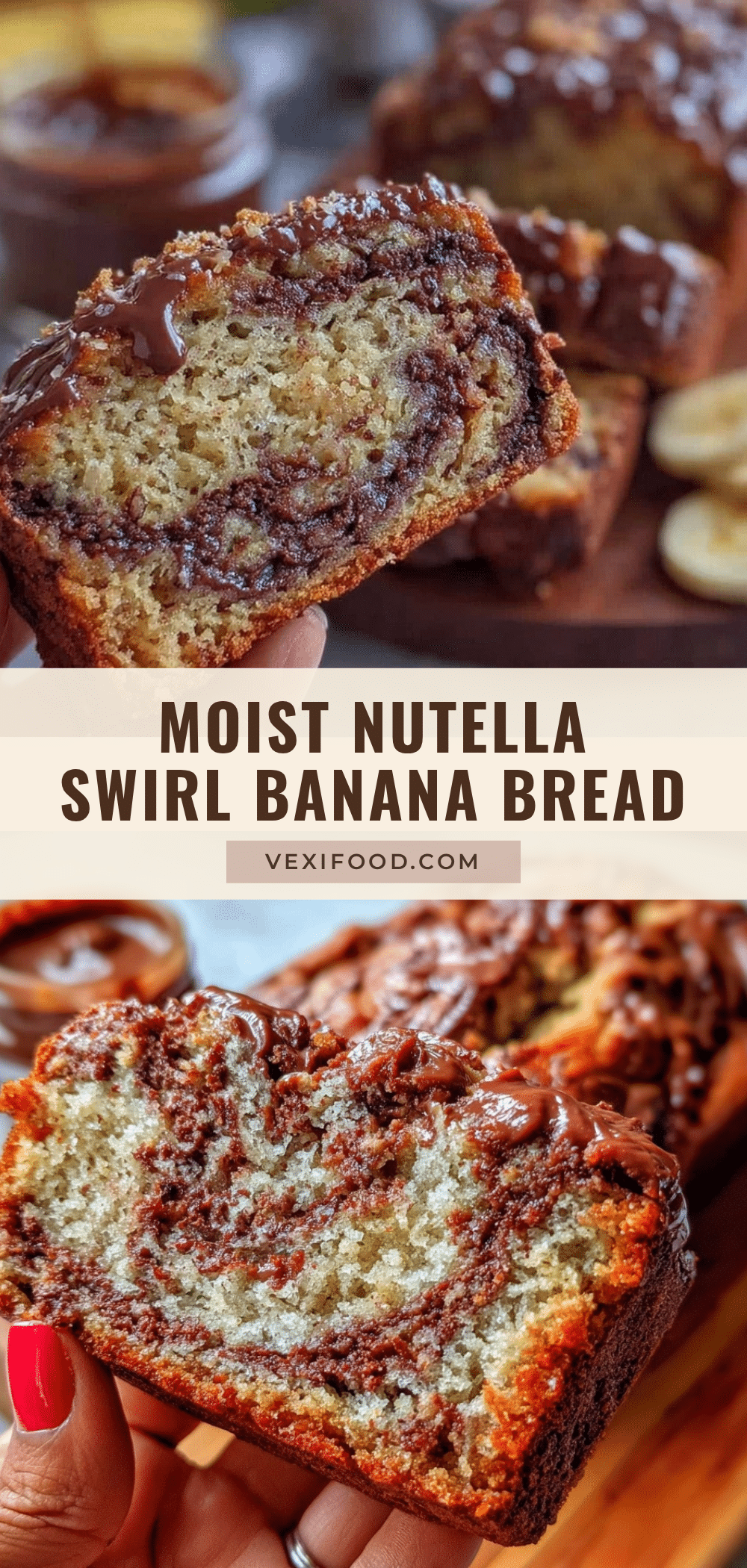 moist Nutella swirl banana bread recipe