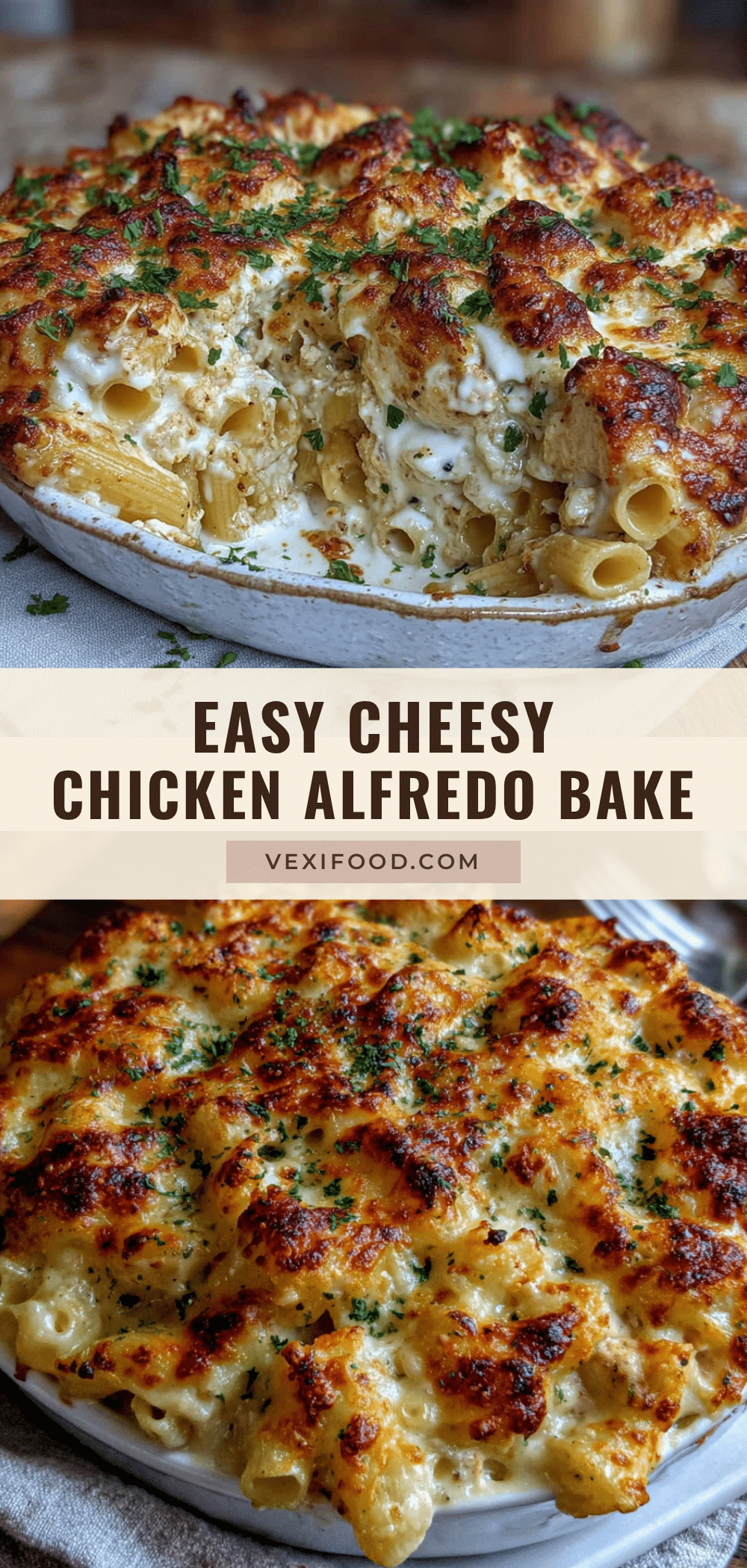 creamy chicken alfredo pasta bake recipe