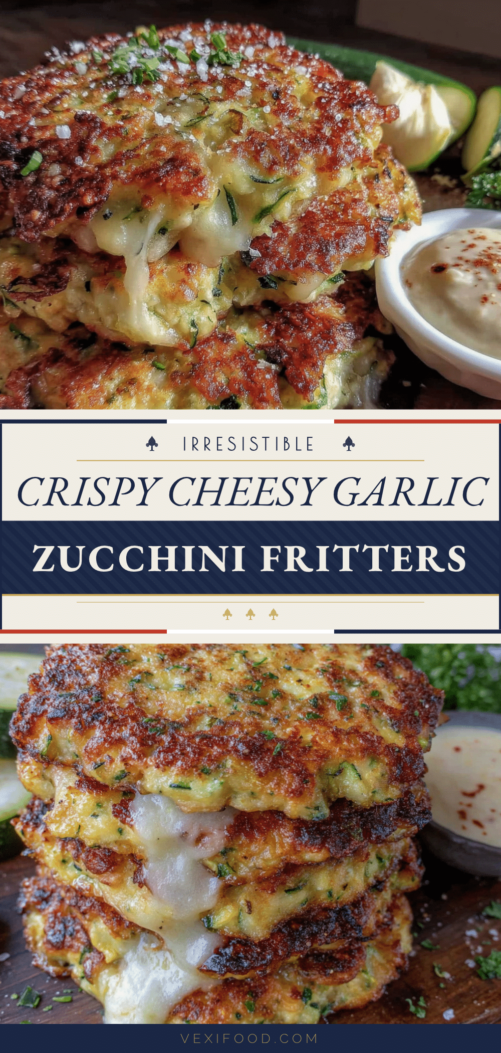crispy cheesy garlic zucchini fritters recipe