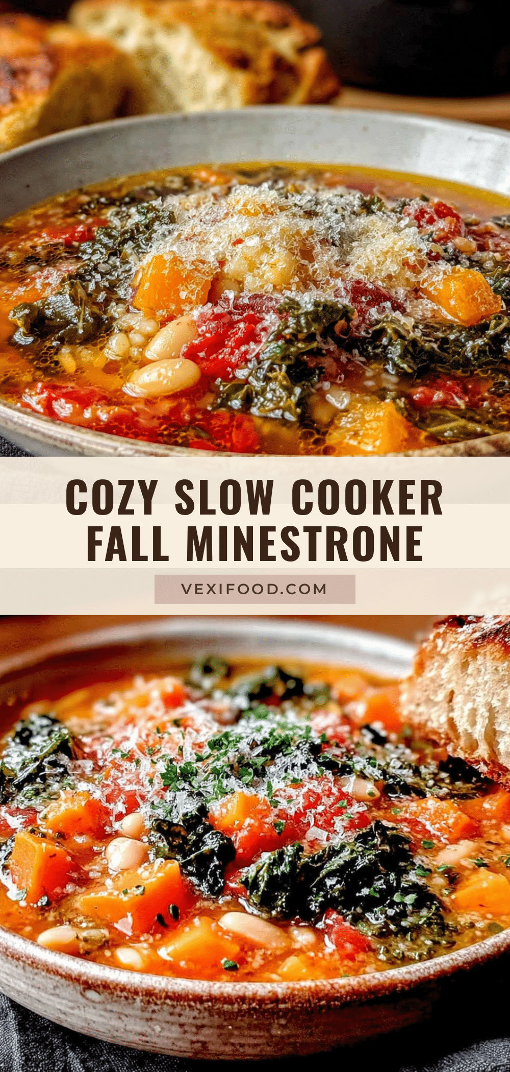 slow cooker fall vegetable minestrone soup recipe