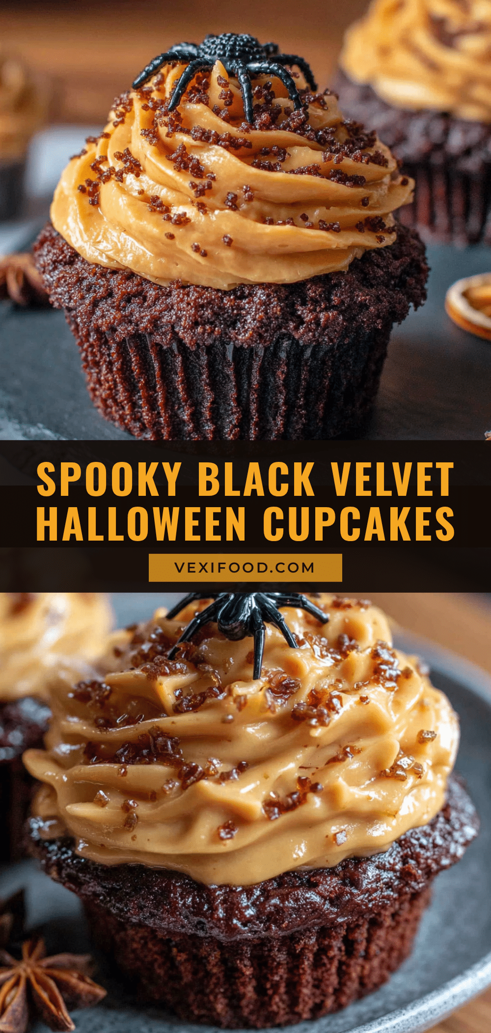 Spooky Black Velvet Halloween Cupcakes recipe