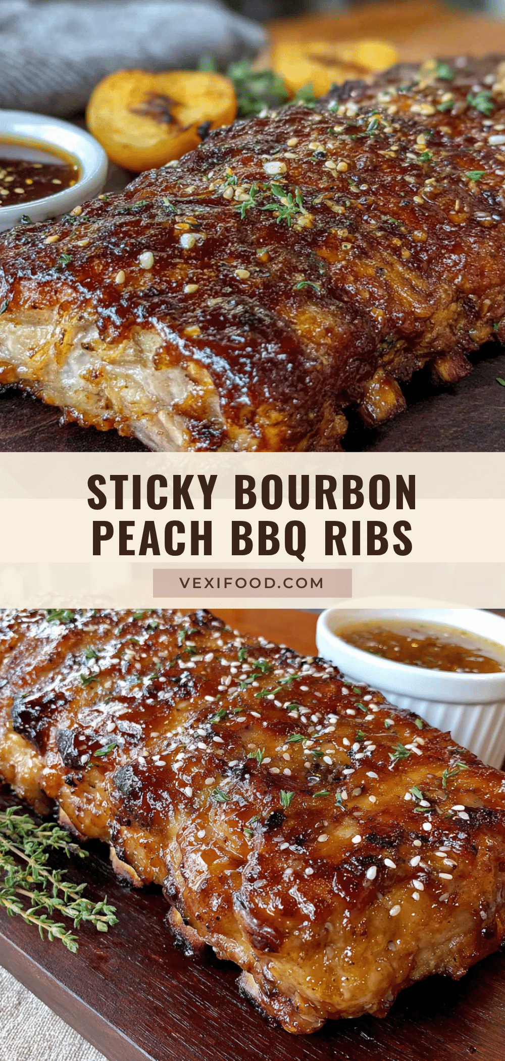 sticky bourbon peach bbq ribs recipe
