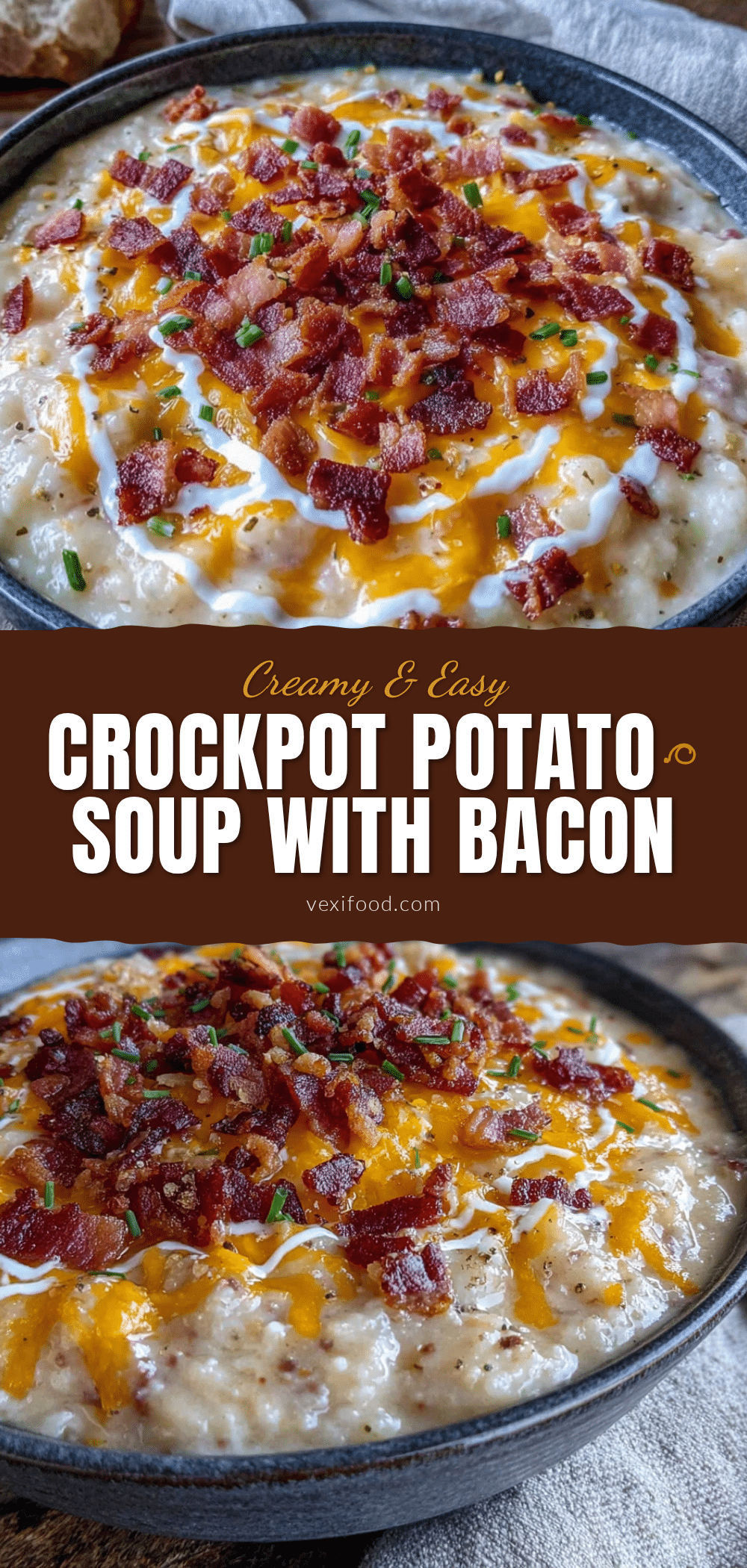 crockpot potato soup with bacon and cheddar recipe