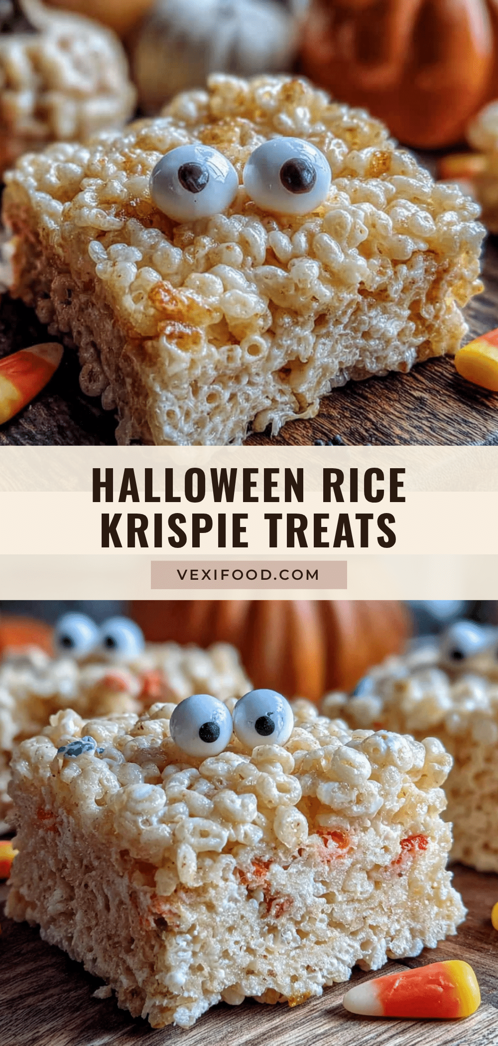 Favorite Chewy Halloween Rice Krispie Treats with Candy Eyes recipe