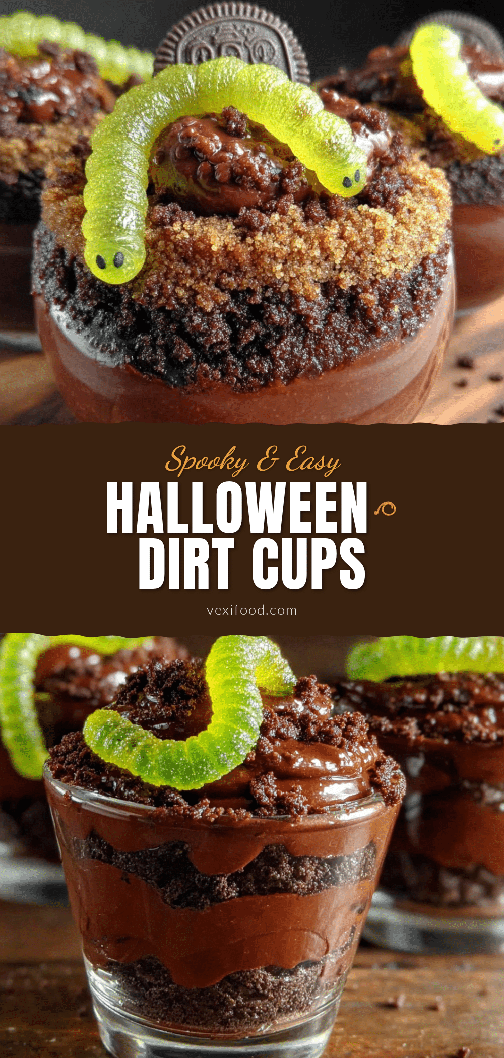 halloween dirt cups with gummy worms recipe