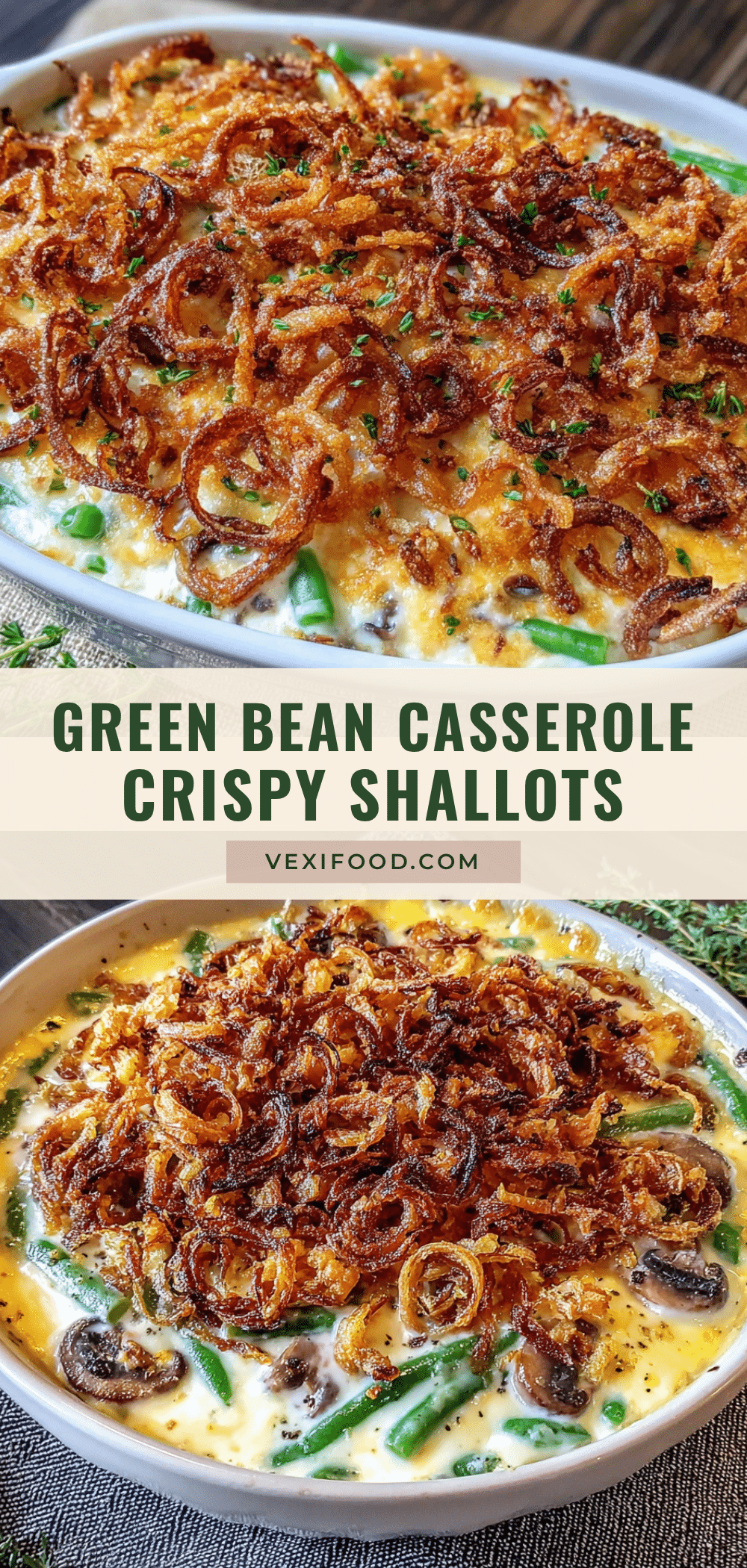 lighter make-ahead green bean casserole with crispy shallots recipe