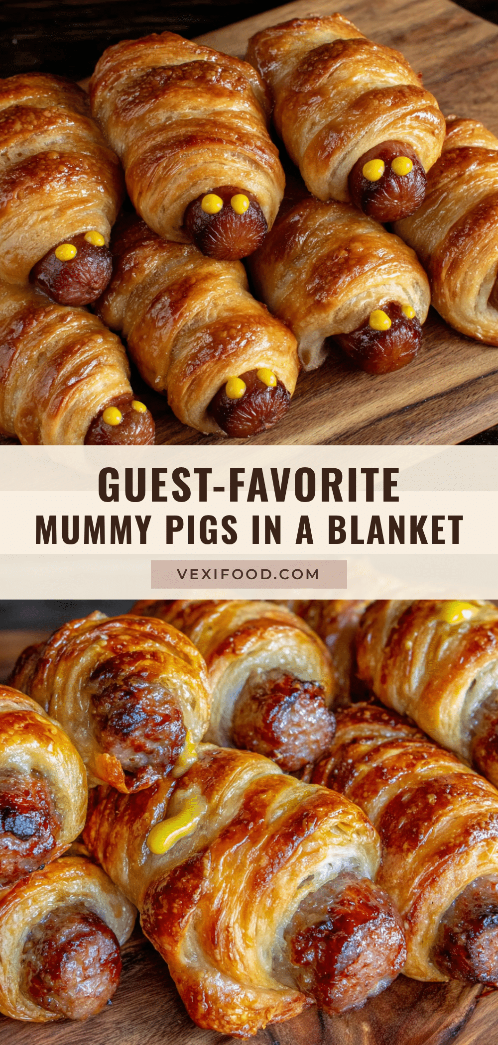 mummy pigs in a blanket with mustard eyes recipe
