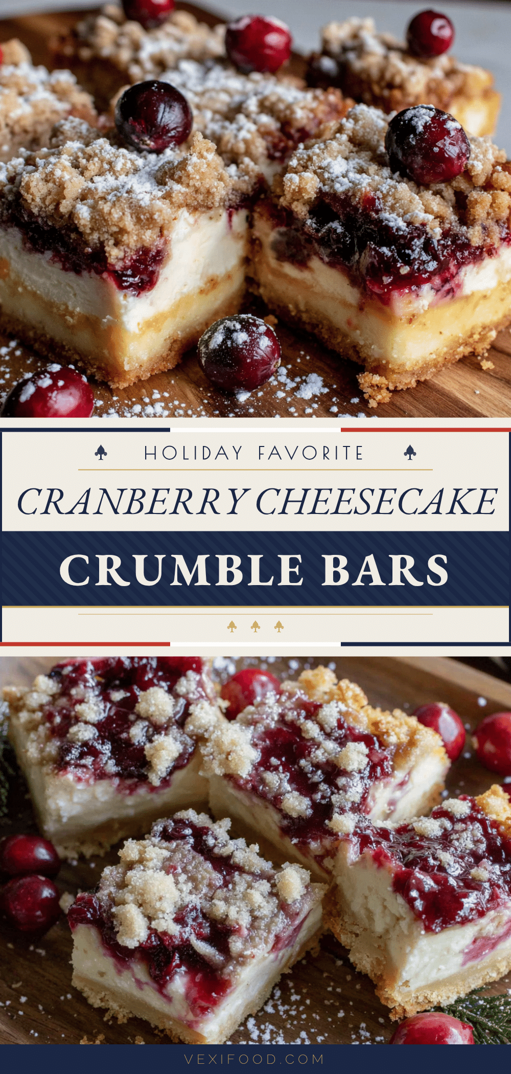 cranberry cheesecake crumble bars recipe