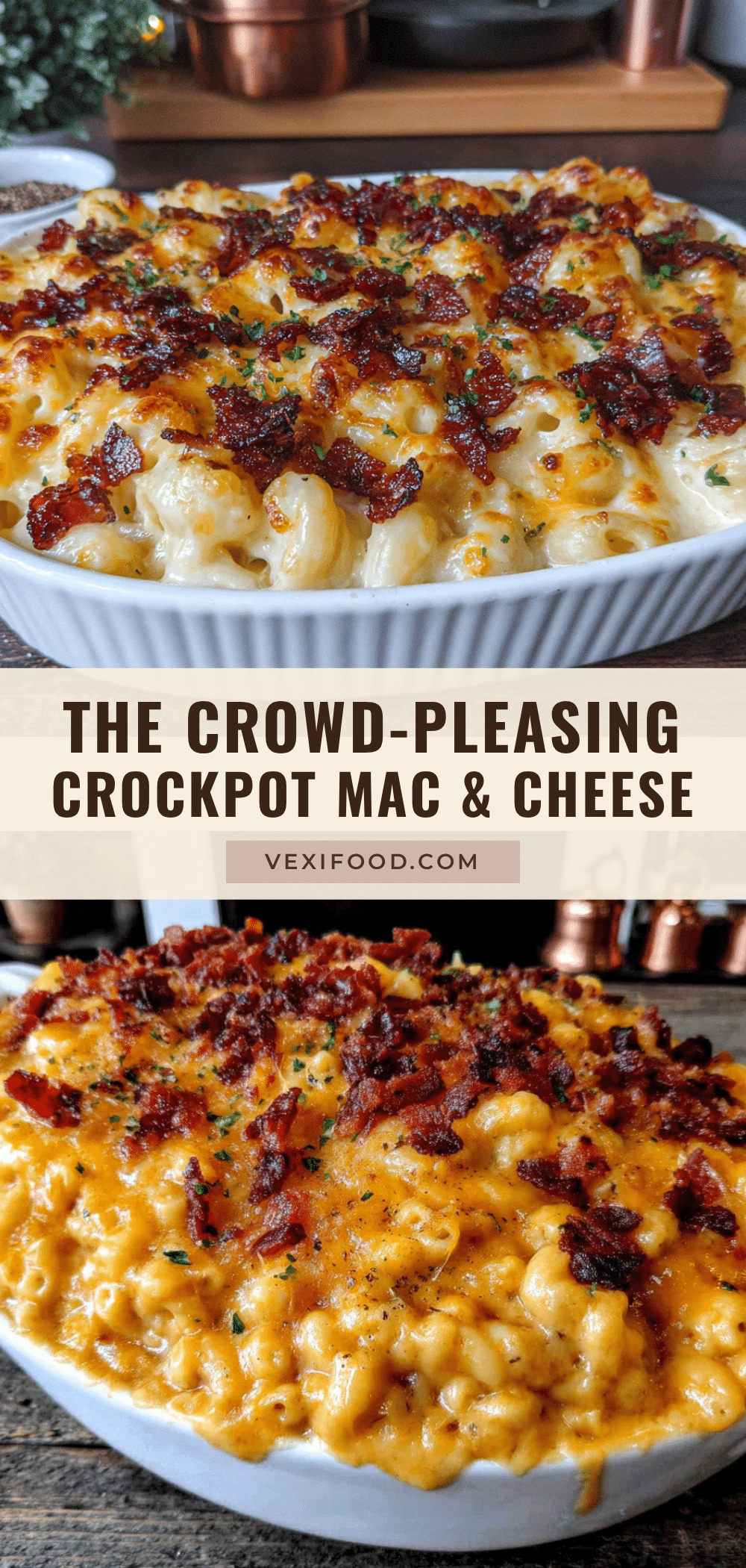 Creamy Crockpot Mac and Cheese with Crispy Bacon recipe