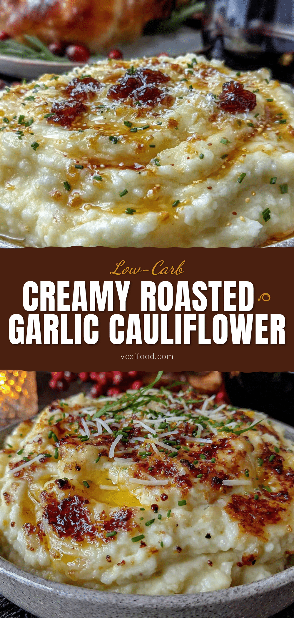 creamy roasted garlic cauliflower mashed potatoes recipe