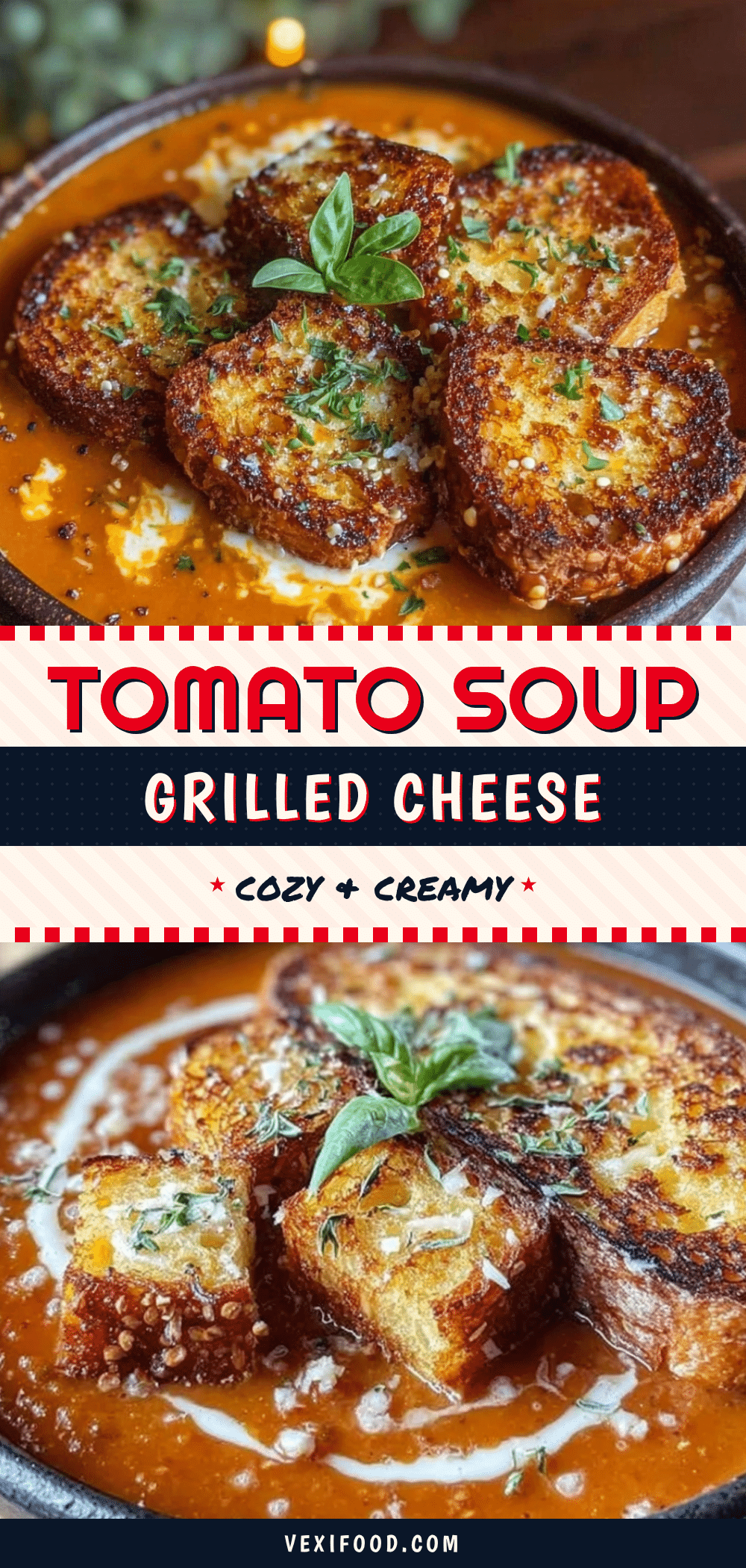 creamy tomato soup with grilled cheese croutons recipe