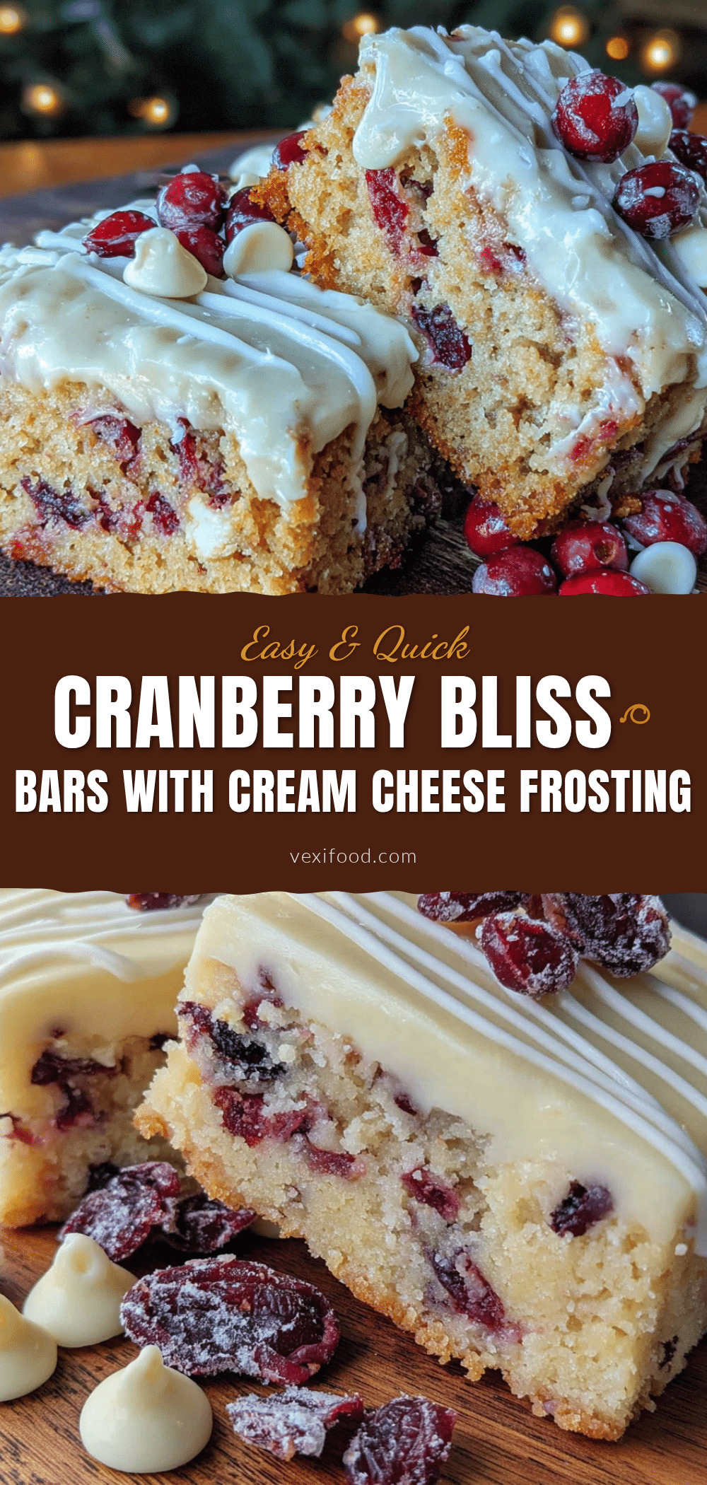 Easy Cranberry Bliss Bars with Cream Cheese Frosting recipe