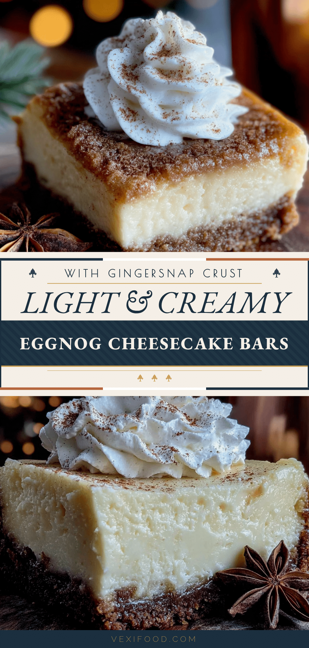 eggnog cheesecake bars with gingersnap crust recipe