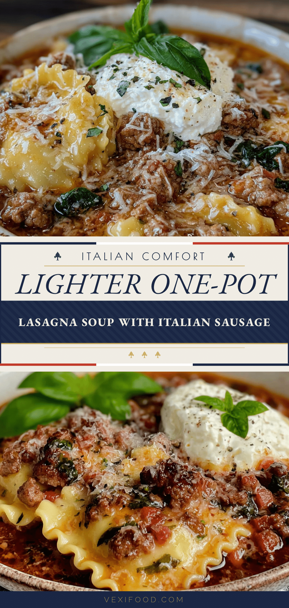 Lighter One-Pot Lasagna Soup with Italian Sausage recipe