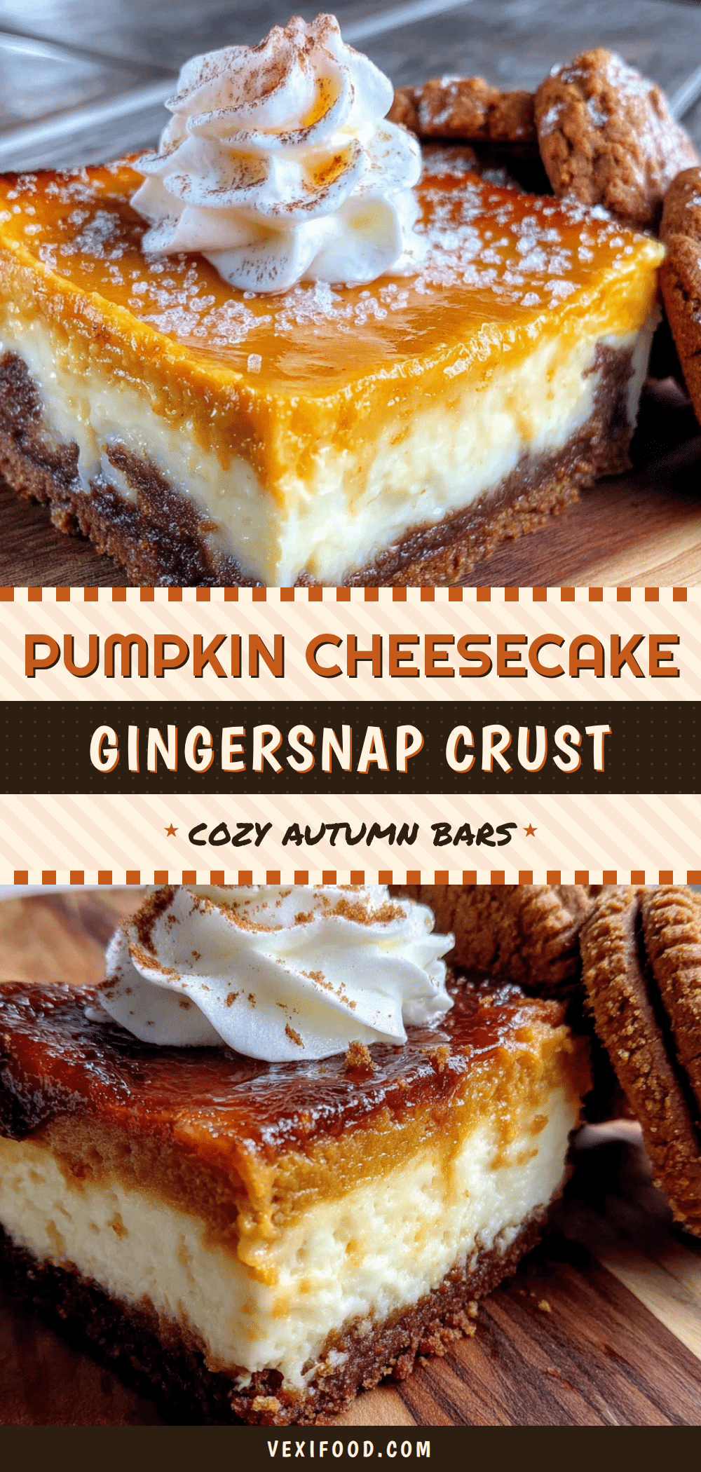 pumpkin cheesecake bars with gingersnap crust recipe