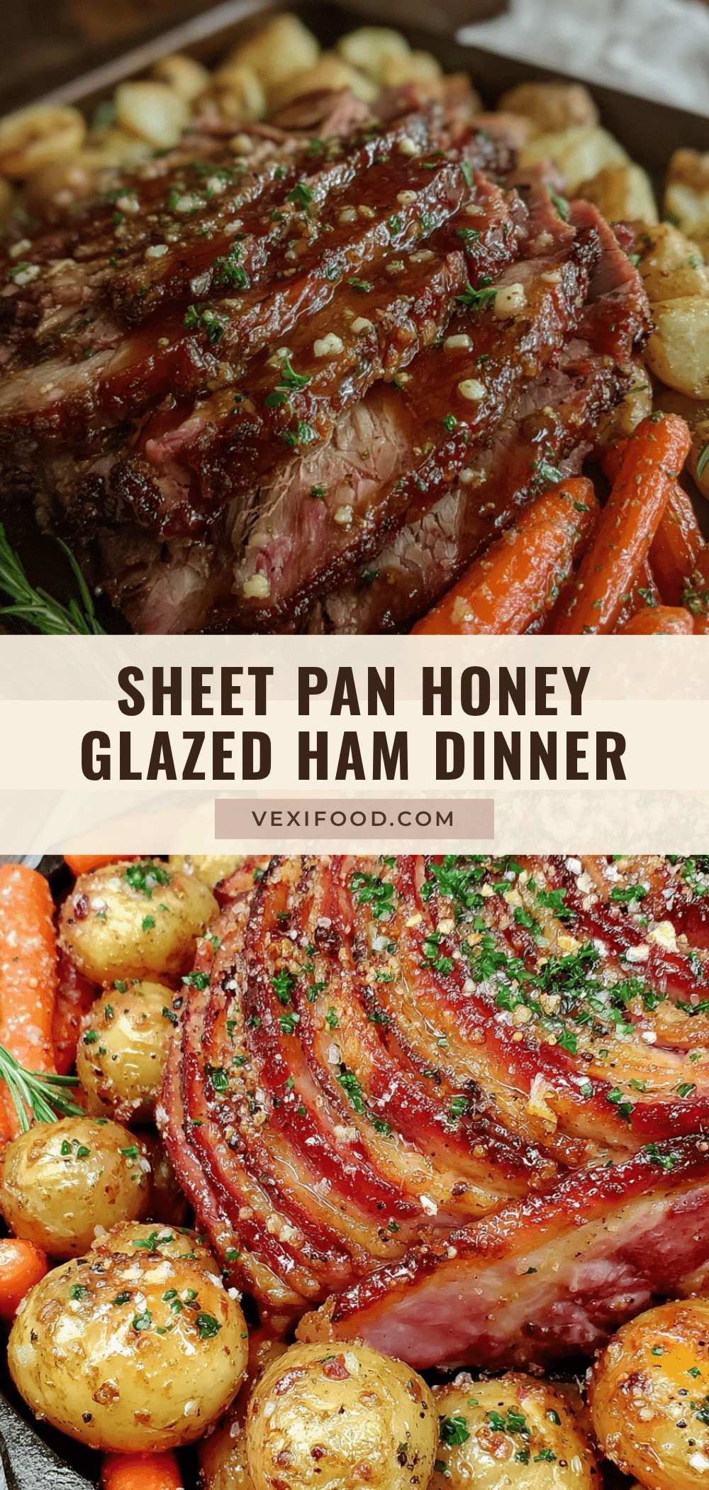 sheet pan honey glazed ham dinner recipe