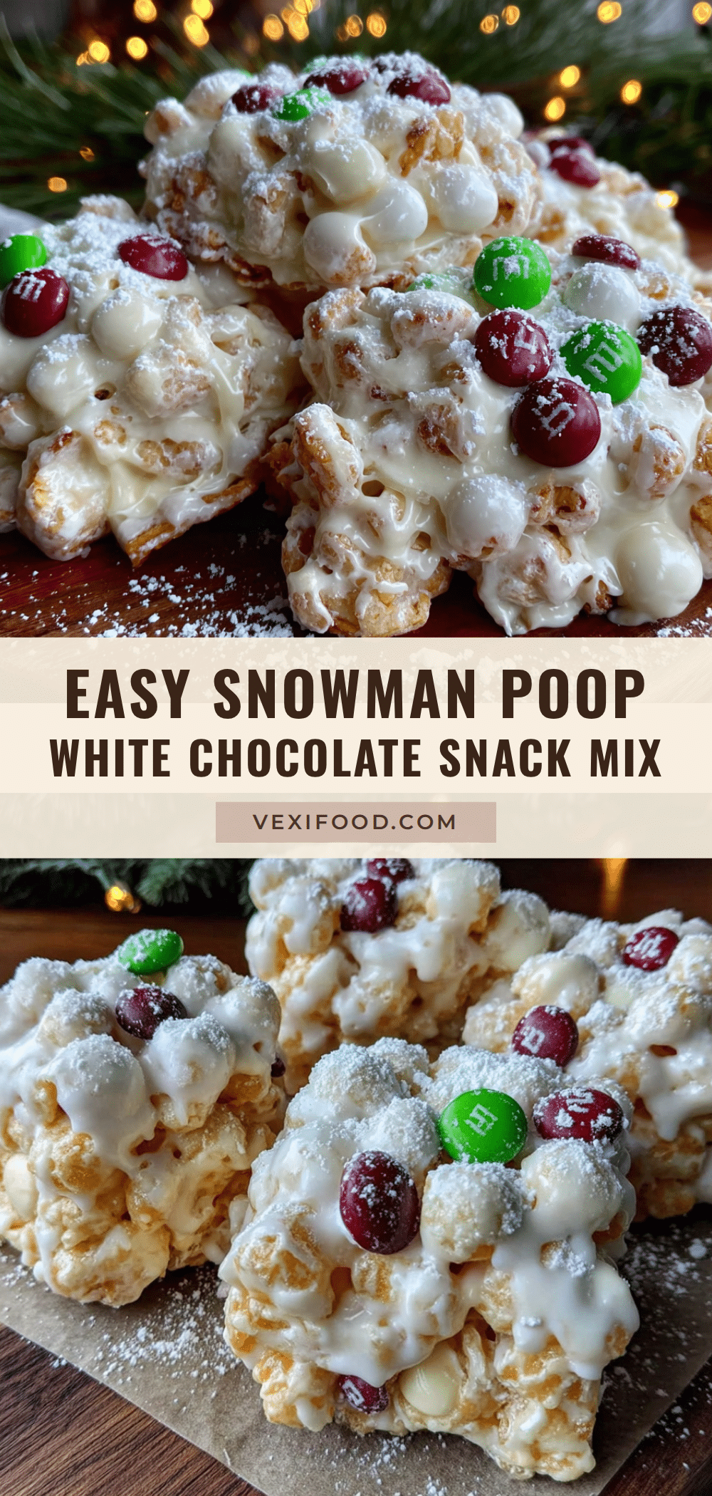 snowman poop white chocolate snack mix recipe