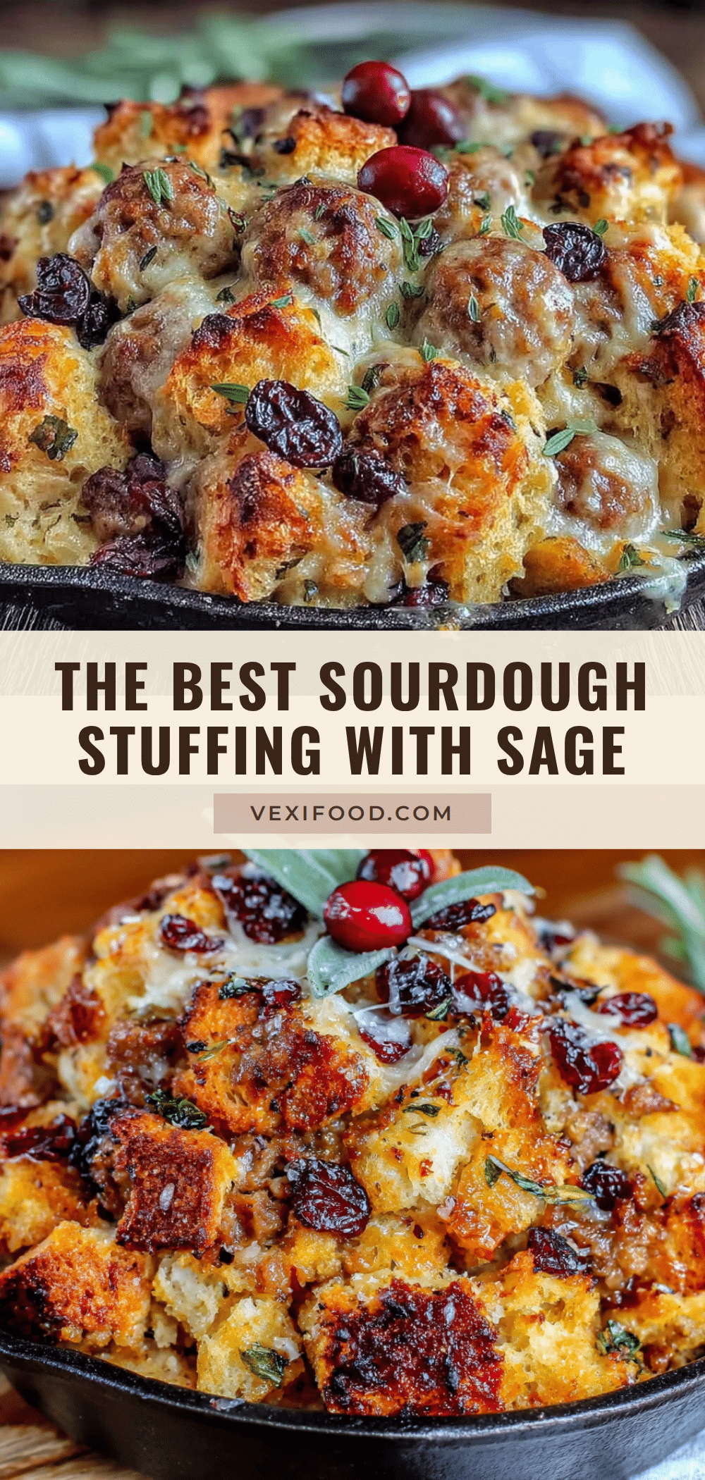Sourdough stuffing with sage sausage and cranberries recipe