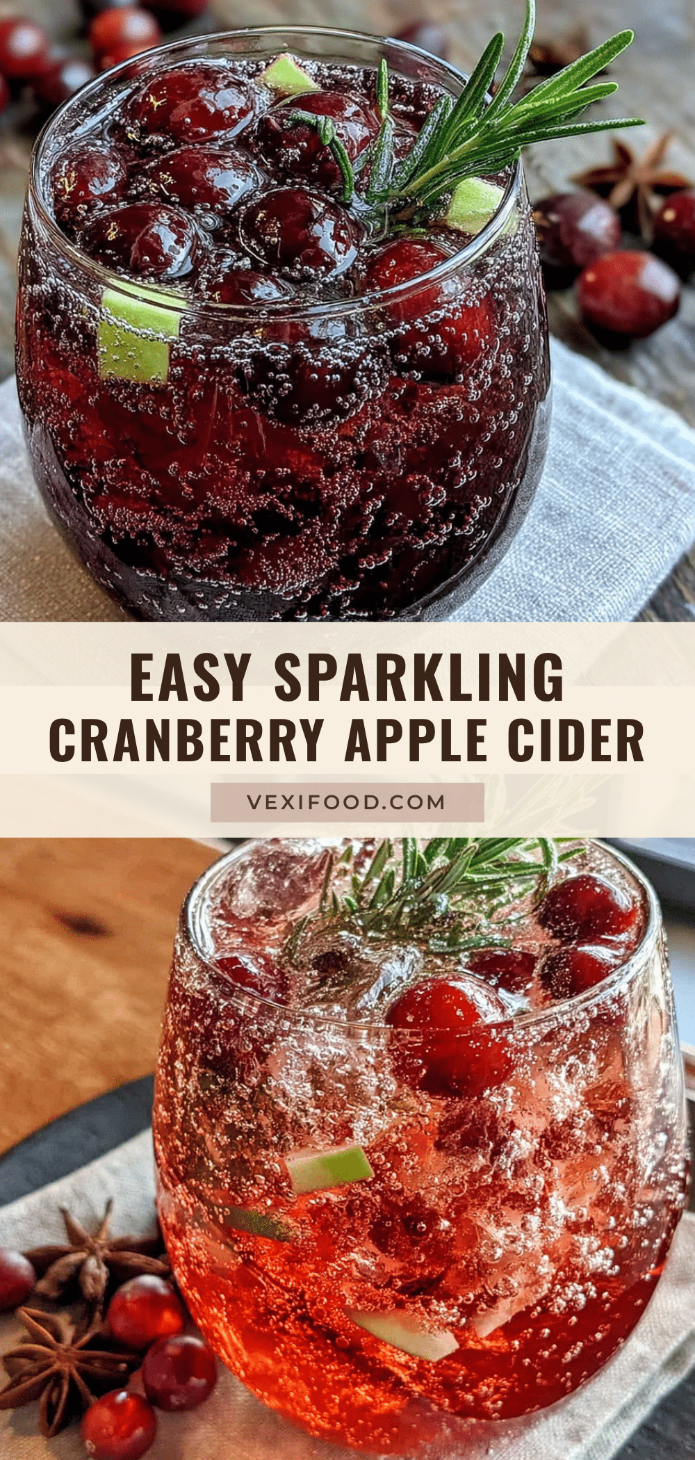 sparkling cranberry apple cider mocktail recipe
